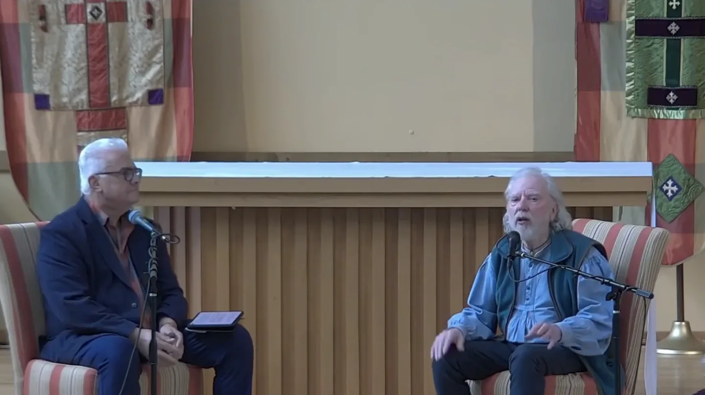 Stephen Bauman interviewing Tommy Sands at Christ the King Episcopal Church